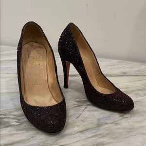 Christian Louboutin Dark Red Glitter Heels